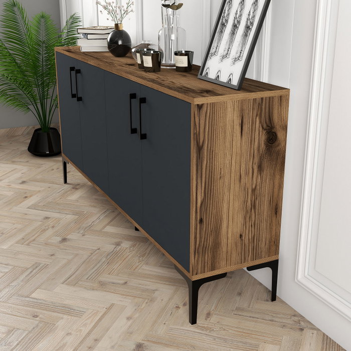 Hanah Home Kiev 160 Consola Nogal y Antracita